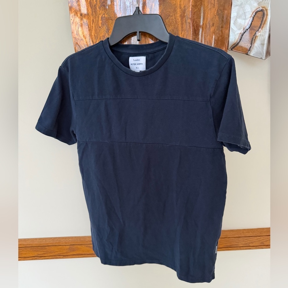 Designer Peter Werth Navy Detailed Seam Shirt